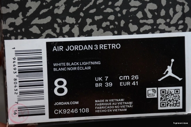 HYPE AIR (W) LASER JORDAN RETRO 3 CK9246-108 ORANGE 0713